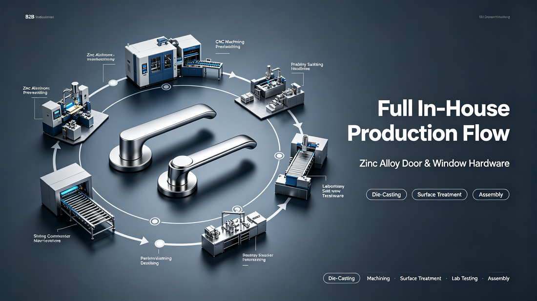 Full In-House Production Flow of Zinc Alloy Door & Window Hardware: Die-Casting to Finished Goods